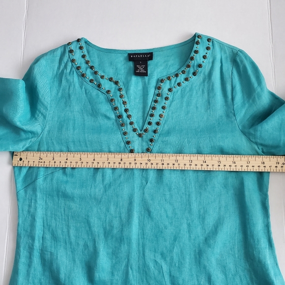 Rafaella 100% Linen Tunic with Beaded Neckline, S - Picture 4 of 7
